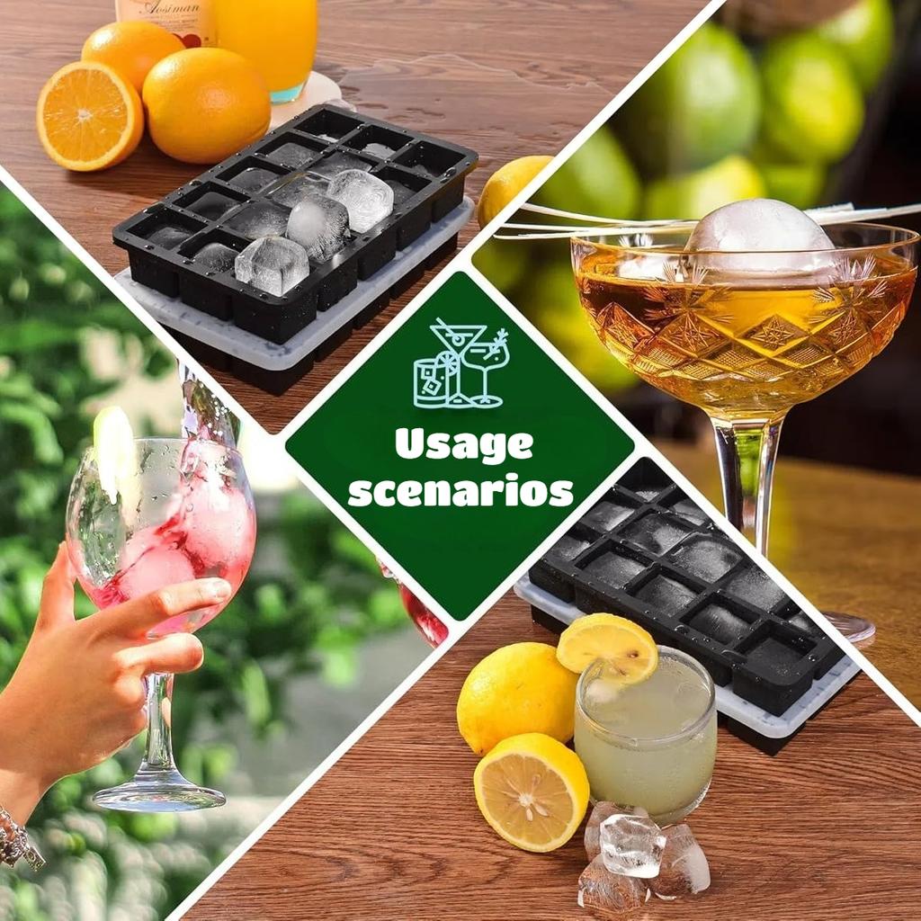 6/15Grids Ice Cube Mold Diamond Rose Ice Cube Molds Silicone Ice Ball Square Maker DIY Freezer Cocktail Bar Making Drink Tools