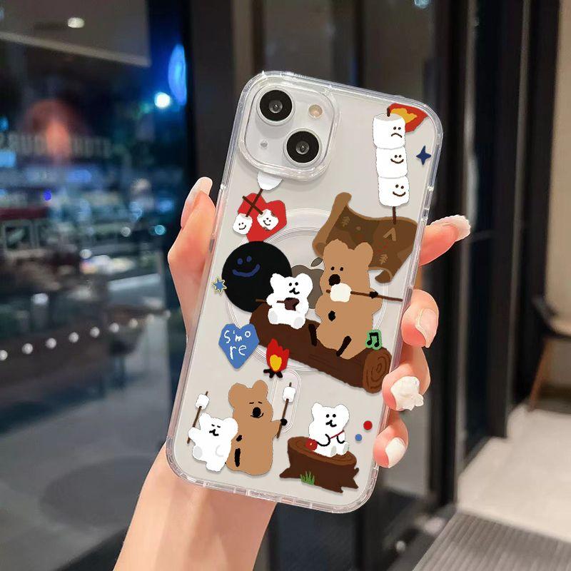 Lovely Bear Quokkas Wireless Charging Case for iPhone 17 Air 16 E 15 14 13 12 Mini 11 Pro Max Transparent Silicone Edge Cover