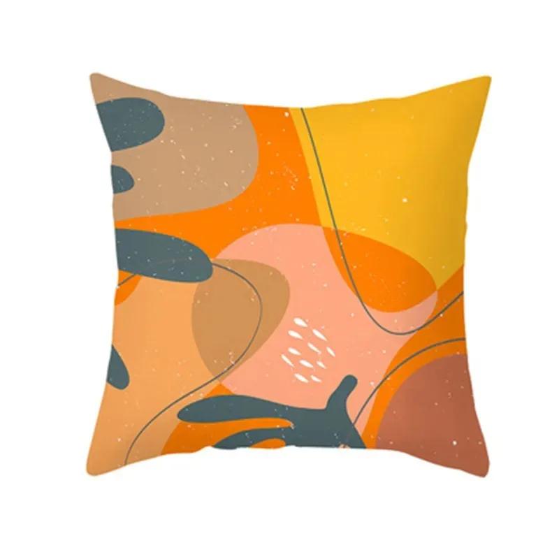 Orange Geometric Abstract Throw Pillow Cover With Short Plush Print For Living Room Sofa Decoration Cushion Cover Pillow Covers