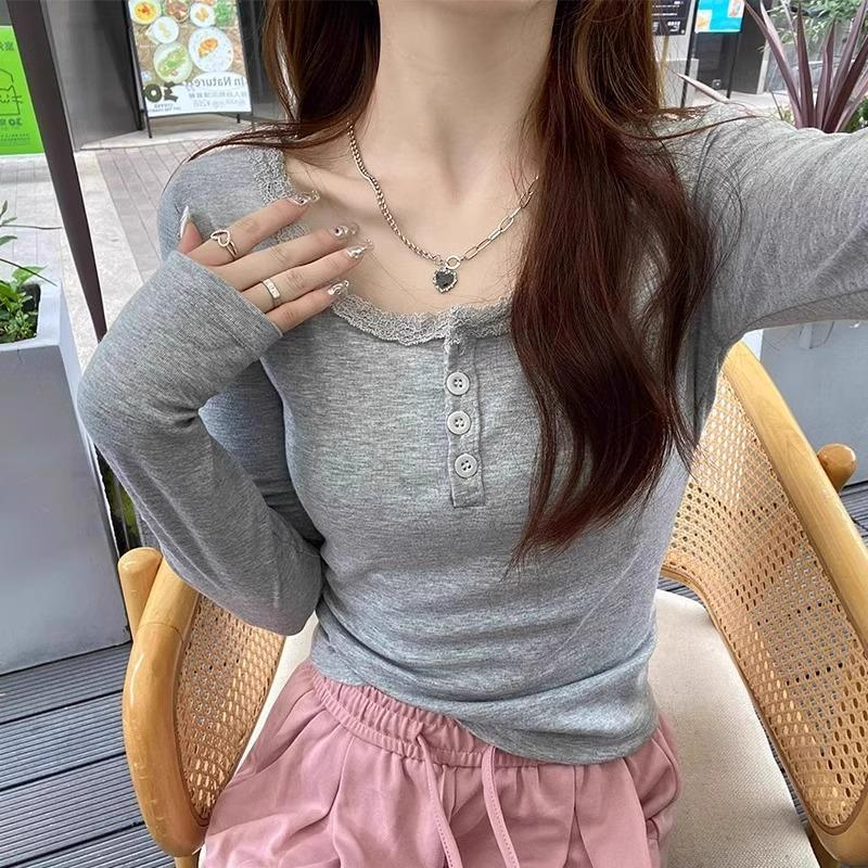 В этом году популярная и красивая кружевная рубашка в стиле pure lust для женщин на осень и зиму с квадратным воротником в стиле bm, утягивающая внутренняя одежда