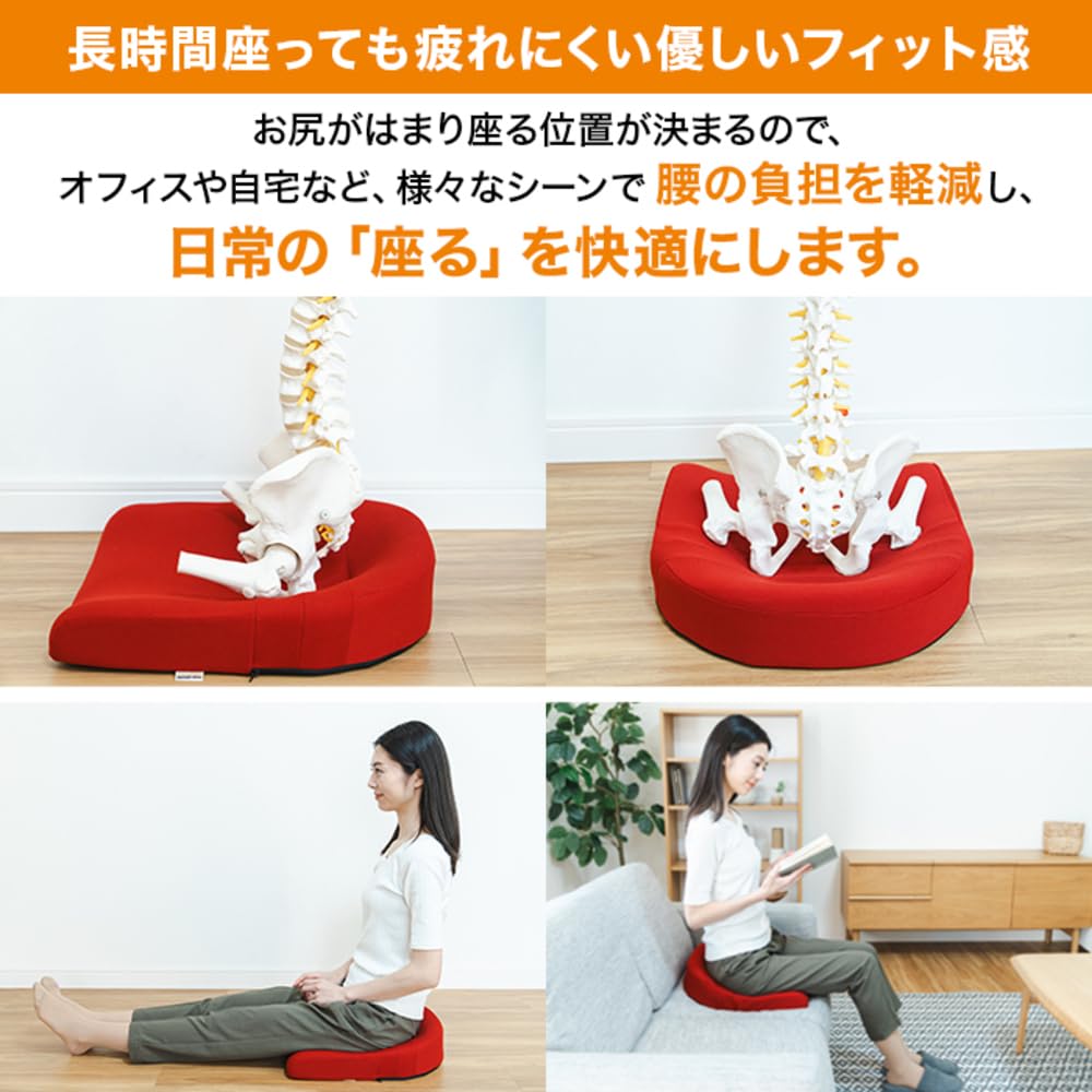 Supotto Cushion Distributes body reduces gentle reduces strain on the lower back (Red) pressure, fatigue, fit,