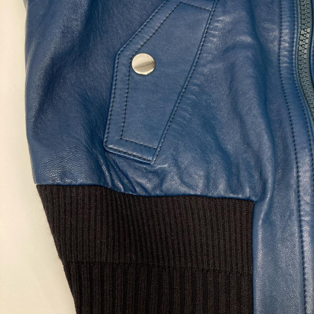 Coach Blue Zip Lamb Leather Jacket Jacket 2 blueUsed