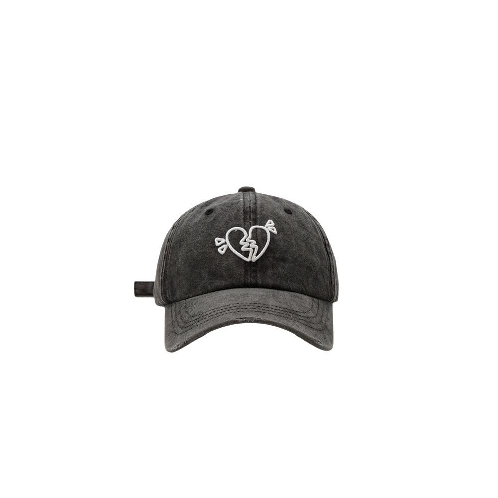 Korean Style Embroidered Sun Hat Cotton Washed Cotton Peaked Hat Love Heart Baseball Cap Outdoor