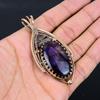 Purple Flash Labradorite Gemstone Jewelry Pure Copper Wire Wrapped Handmade Pendant