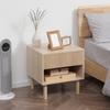 Nightstand with Drawer and Open Shelf, 47x47x50 cm, Natural Wood
