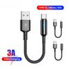1 шт. Кабель Micro USB 3A 25 см Короткий кабель USB Type-C для передачи данных для iPhone 14 Huawei Xiaomi Samsung S25 S24 Кабель для быстрой зарядки и передачи данных