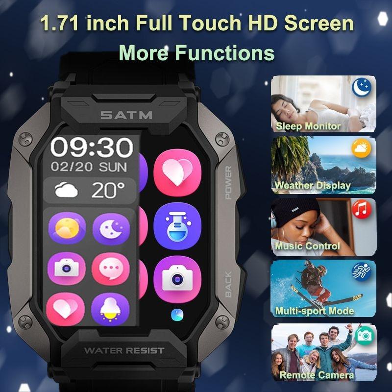 Full Touch Smartwatch For Android Xiaomi Blood Pressure Oxygen Fitness Watch 5 Atm Waterproof Smart Watch Men Military