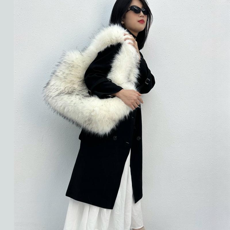 Зимние новые модные мягкие плюшевые женские сумки большой емкости темперамент меховая женская большая сумка тоут европейские и американские ретро женские сумки через плечо