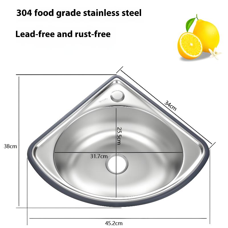 Kitchen Sink Bathroom Basins Vegetable Motorhome Steel Bar Small Single Drop Bowl Corner Tub