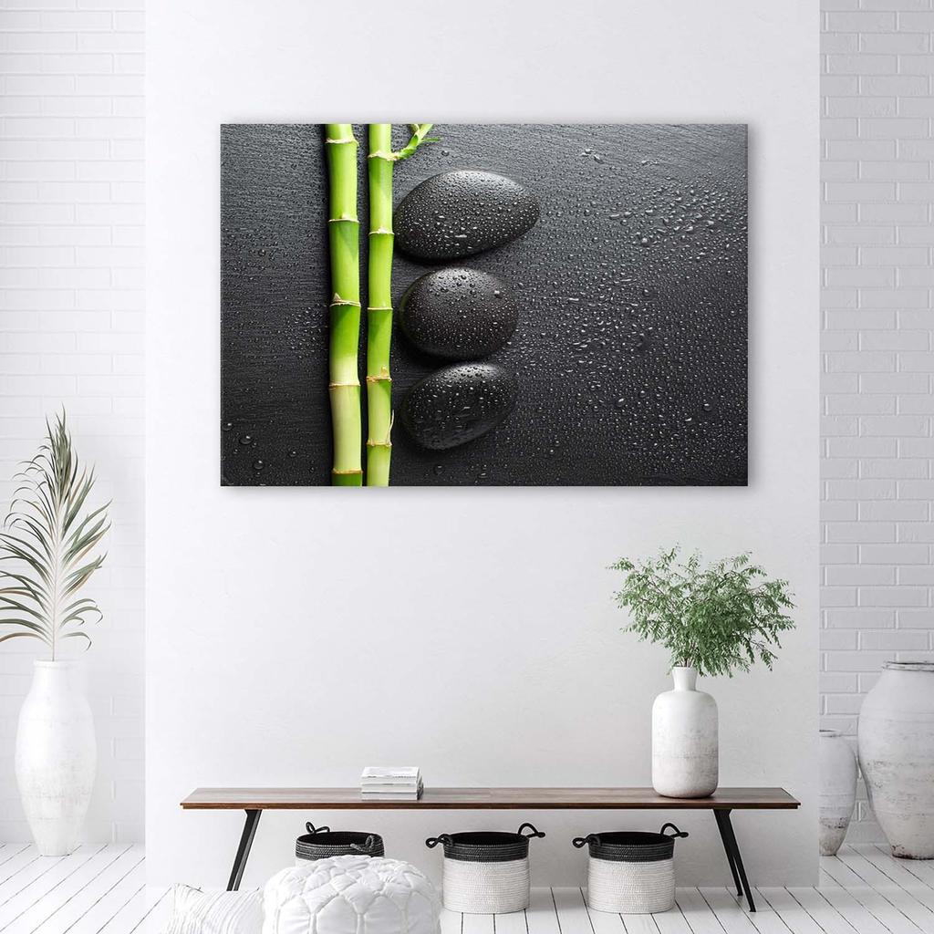 Печать на холсте Bamboo Zen Stones Черный