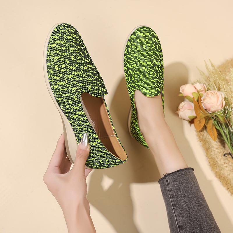 Fashion Women Flats New Spring Autumn Flat Loafers Fashion Leisure Flat Shoes Women Round Knitting Elastic Comfortable Sneakers Women