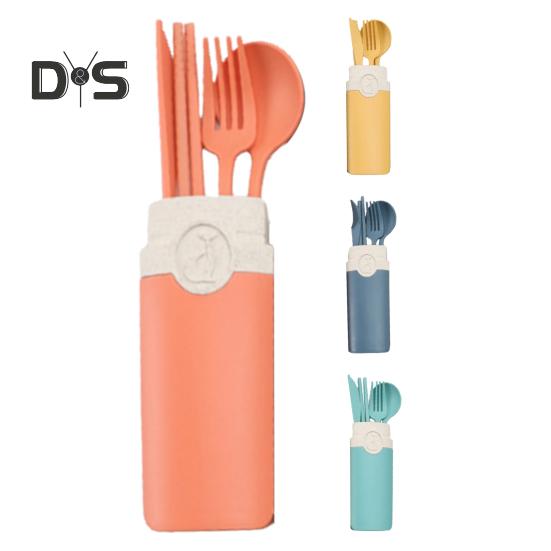 1 комплект столовых приборов, палочки для еды, пищевой пыленепроницаемый пшеничный соломенный набор столовой посуды для студентов на открытом воздухе