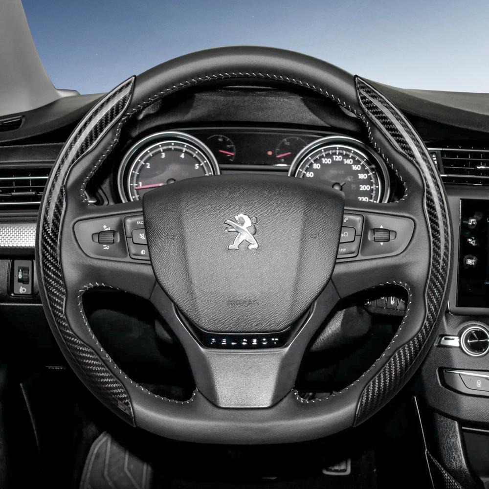 Suitable for Peugeot Carbon Fiber Texture Steering Wheel Cover with Segmented Quick-Release Design, Durable, for Models Such as 2 MM35