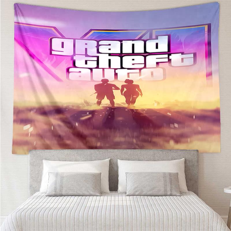 Game Grand Theft Auto Tapestry for Bedroom Aesthetic Classroom Tapestries Wall Hanging for Living Room Dorm Office,Ideal Creative Gift