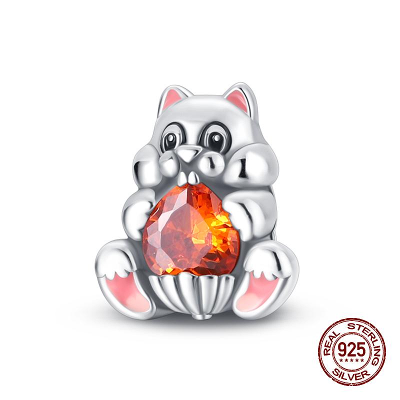 100% стерлингового серебра 925 пробы с изображением кофейного кота, кролика, медведя, пингвина, бусины, подходят для 925 оригинальных браслетов, сделай сам, подарок на день рождения, ювелирные изделия