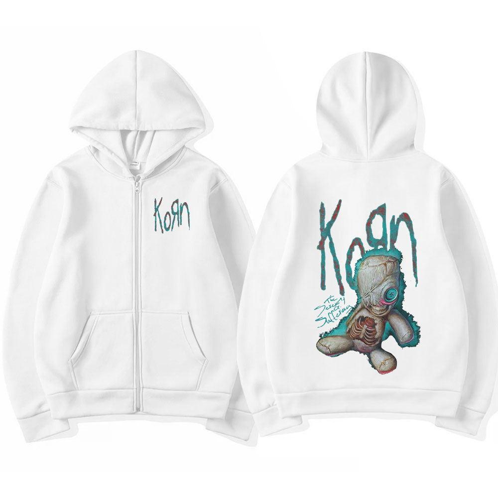 Korn Rock Band WORLD TOUR Куртки на молнии Металлическая музыка Мужские толстовки Негабаритные уличная одежда в стиле хип-хоп Толстовки на молнии Топы в стиле панк Y2K