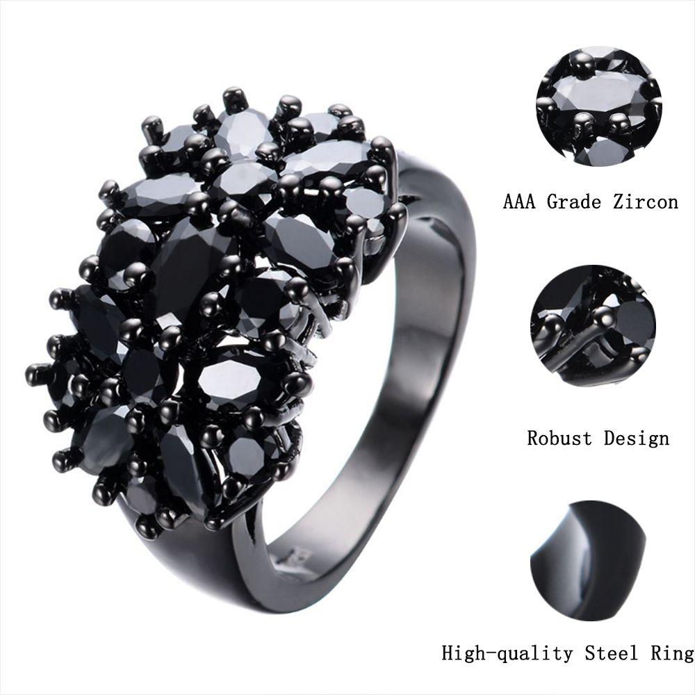 Oval Wedding Rings Black Border Rings Fashion Inlaid Ring Women Men