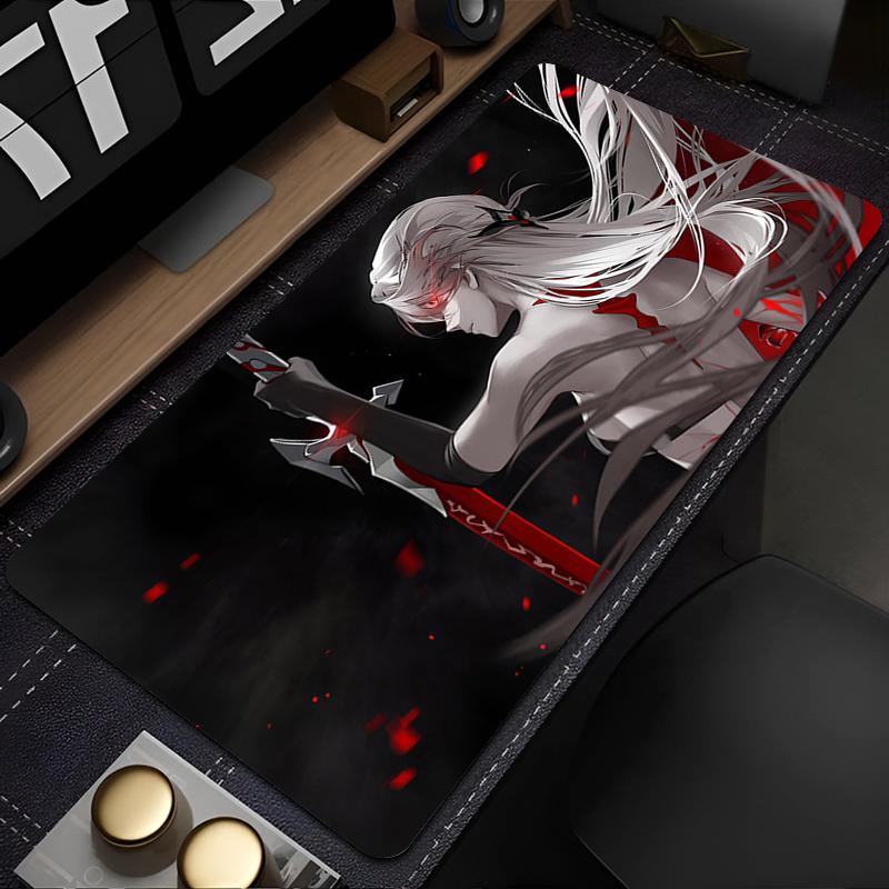 Gaming Mouse Pad Large Desk Mat Antislip Stitched Edges Red Flower Anime Print Keyboard Pad for Gamer Home Office