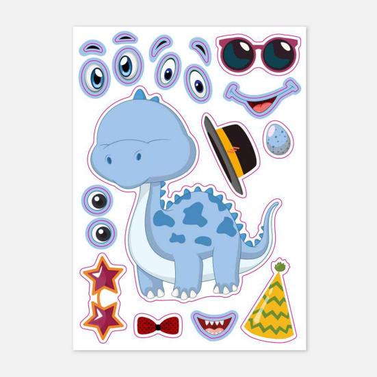 12 шт. детский набор, свой собственный стикер с динозавром, мультяшная игрушка-макияж, сделай сам, образовательная школьная награда