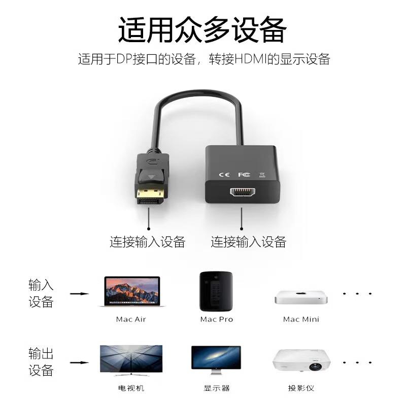 Адаптер DP-HDMI для ноутбука с высоким разрешением, внешний монитор с большим DisplayPort