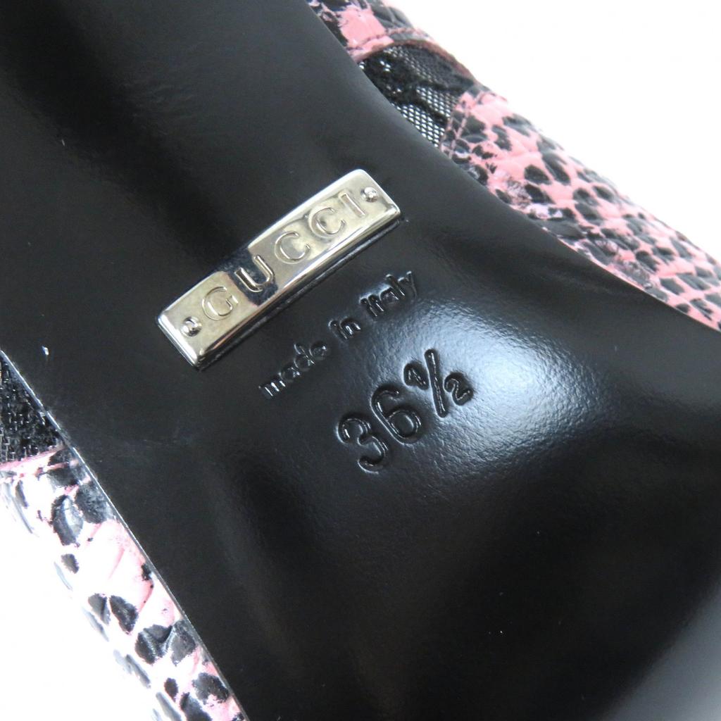 Gucci Туфли GG ромб принт питон каблуки Розовый черный кожа Женские 36.5 738689 Б/у