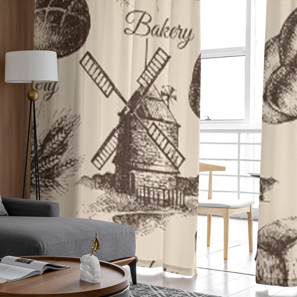 Bakery Sketch Seamless Pattern Tulle Sheer Curtains for Living Room the Room Bedroom Kitchen Decoration Voile Organza Curtains