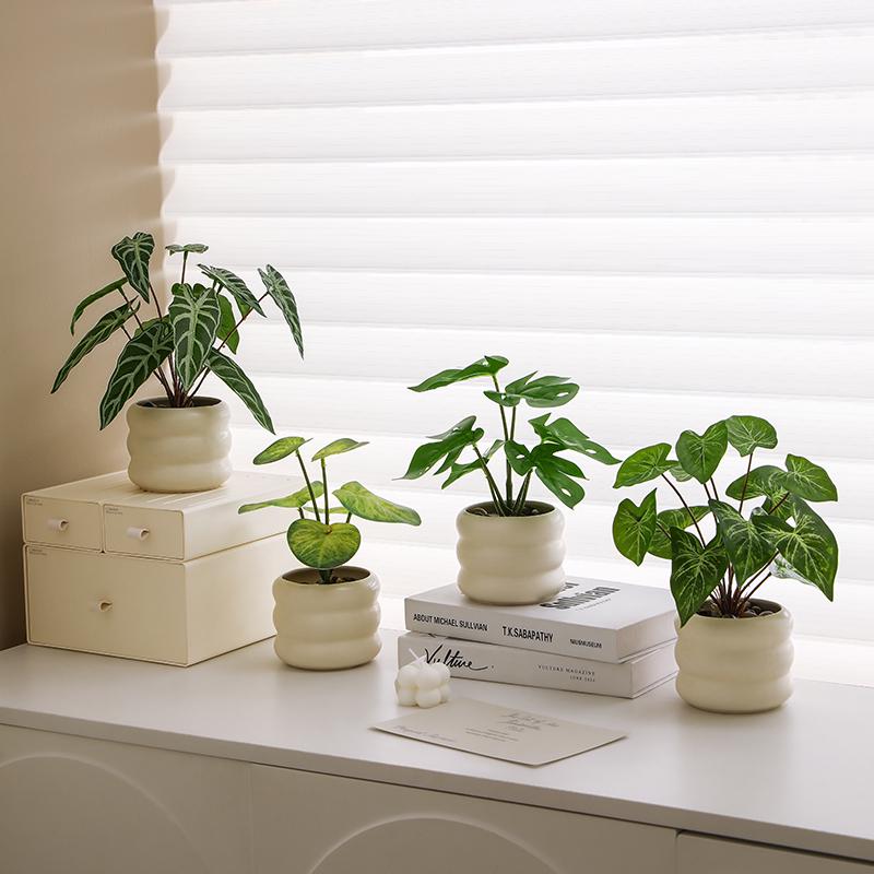 Nordic Small Potted Plant Decor - Indoor Bonsai & Bionic Greenery for Office or Living Room.