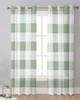 Sage Green Plaid Sheer Curtains for Living Room Decoration Window Curtains for Kitchen Tulle Voile Organza Curtains
