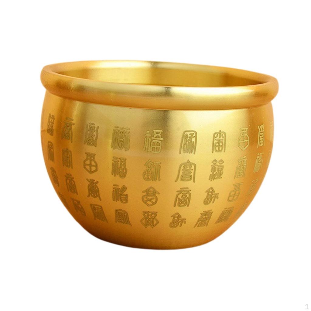Brass Feng Shui Bowl Chinese Traditional Luck Fortune Wealth Statue Sculpture Success Folk Treasure
