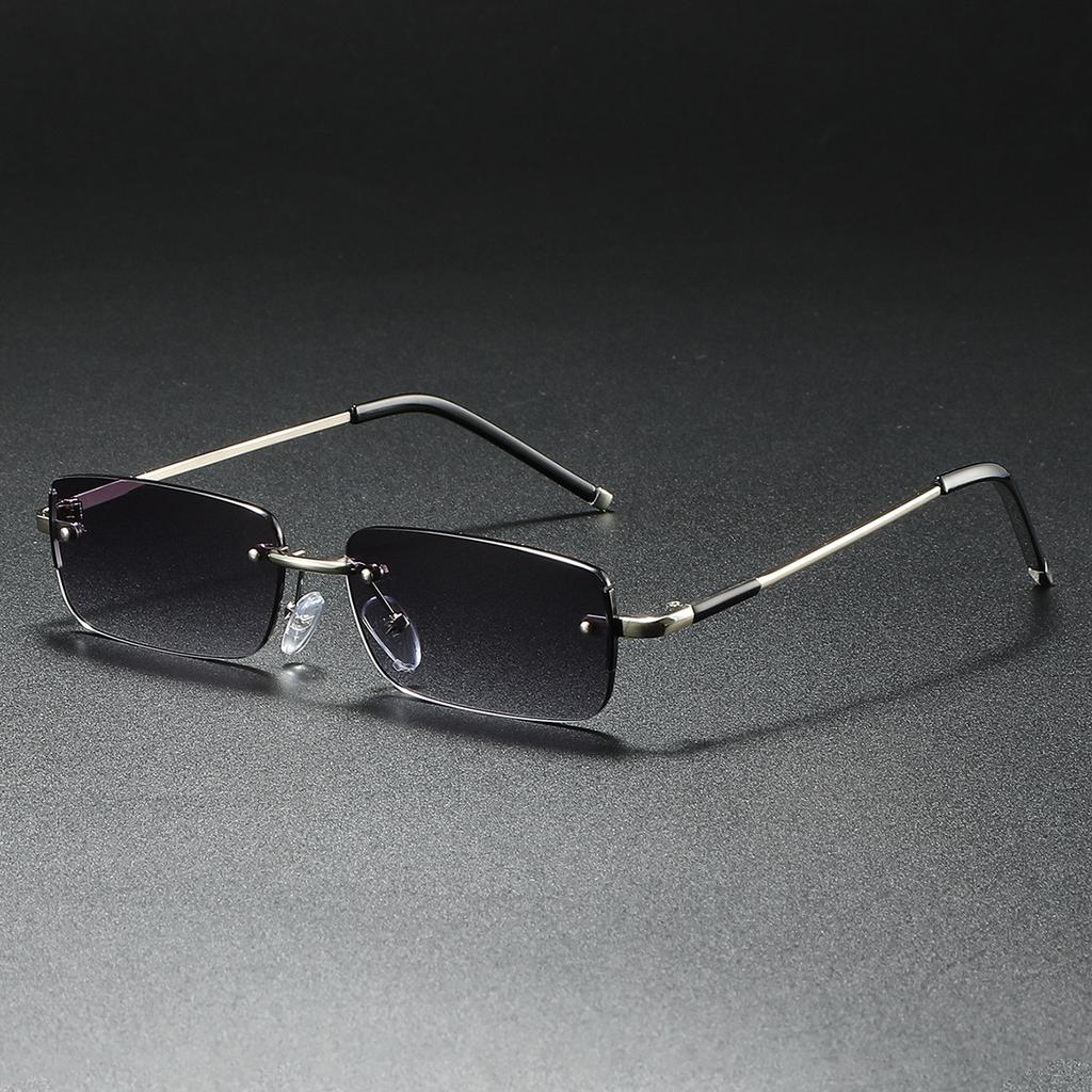 Rectangle Rimless Sunglasses Fashion Popular Women Men Shades Small Square Sun Glasses For Female Male Summer Traveling