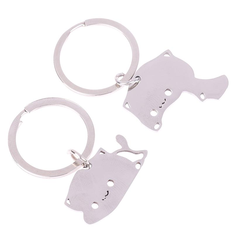 1 пара мультяшных котов, брелок для ключей, пара влюбленных из нержавеющей стали, симпатичный кулон, брелок для ключей, подарочные украшения