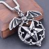 Серебряный цвет, модный персонализированный мужской кулон в стиле ретро с пятью звездами летучей мыши