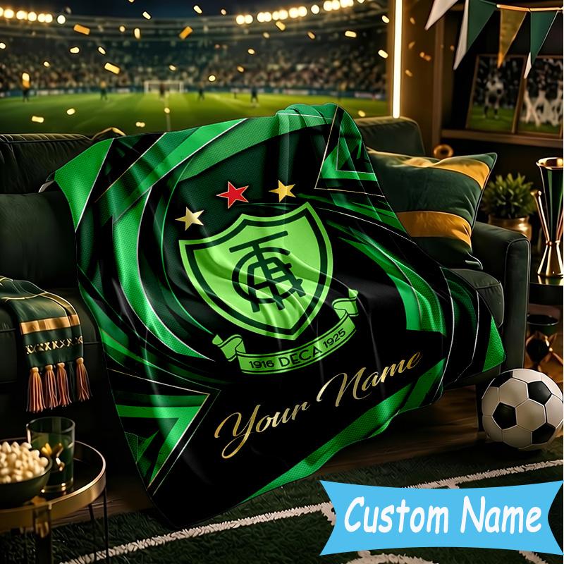 Custom Name America Club's Crest With Rabbit Flannel Blanket, Use for Birthday/Holiday Gift, Soft Blanket for Sofa/Bed/Camping/Office, Home Decor