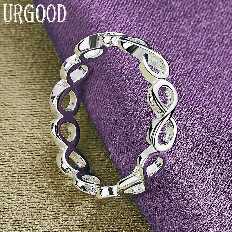 Ювелирные изделия из стерлингового серебра 925 пробы с цифровым 8 кольцом