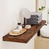 2Pcs/Set Wooden Floating Shelves Wall Mounted Storage Display Shelves Rustic Floating Wall Shelves for Bathroom Bedroom Living Room Kitchen Decor