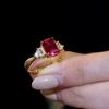 Французские Ретро Классические Золотые Кольца с Лабораторным Рубином для Женщин Винтажные Красные Циркониевые Кольца на Палец Принцессы для Банкета Модные Ювелирные Изделия