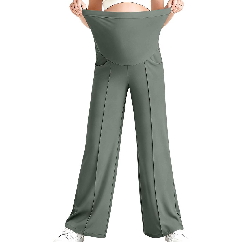 Брюки для йоги для беременных, с карманом на животе, эластичные широкие брюки для работы/повседневной носки, брюки для беременных для дома