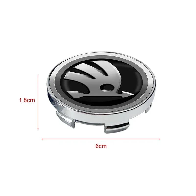 FGD3 4pcs 60mm car hub center cover sticker wheel hub cover car decoration For Skoda Octavia MK2 MK3 2 3 A7 Fabia Karoq Kodiaq Superb
