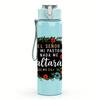 1PC Floral Wreath Quote Text 750ml Color Plastic Sports Water Bottle Leakproof Flip Straw Lid For Sports Office Home Use