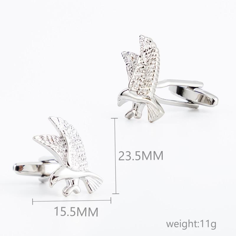 Exquisite Electroplated Silver Eagle Shaped Copper Metal Cufflinks French Shirt