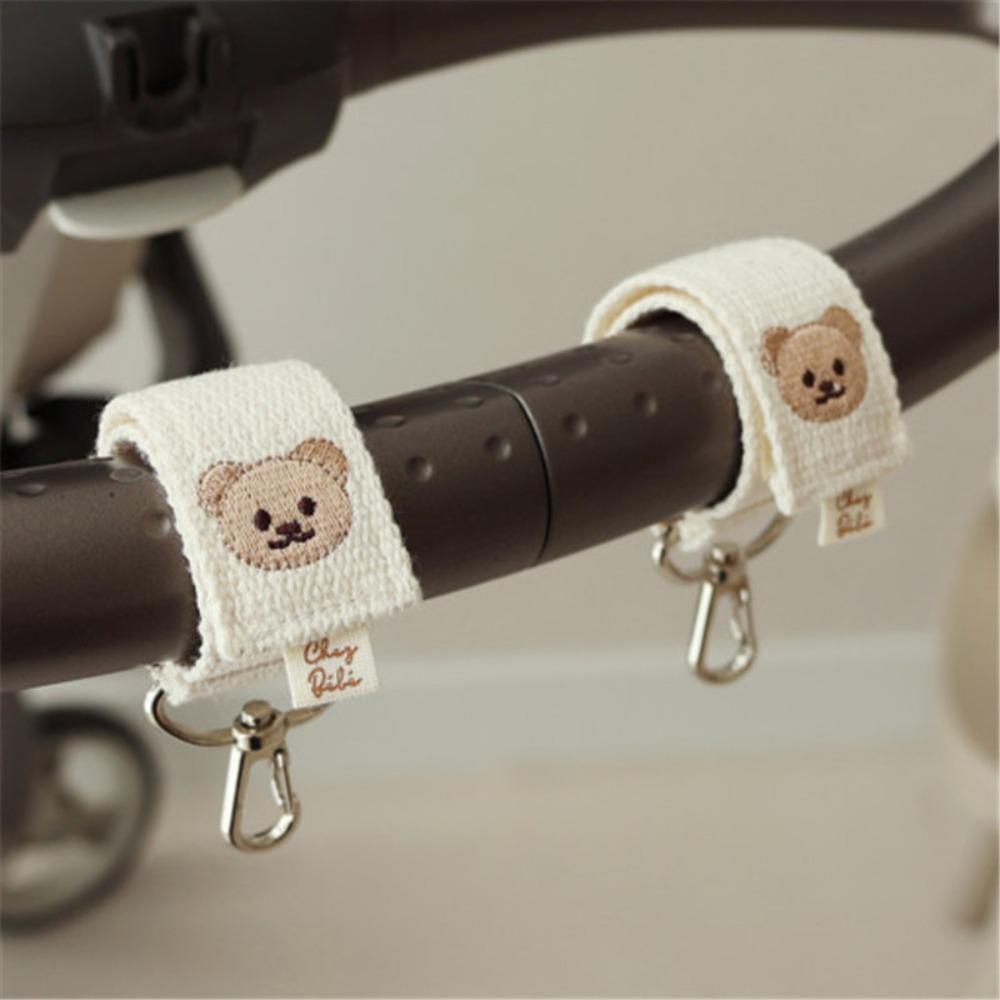 Embroidered Bear Baby Stroller Hooks Diaper Bag Accessories Mommy bags Pushchair Clips