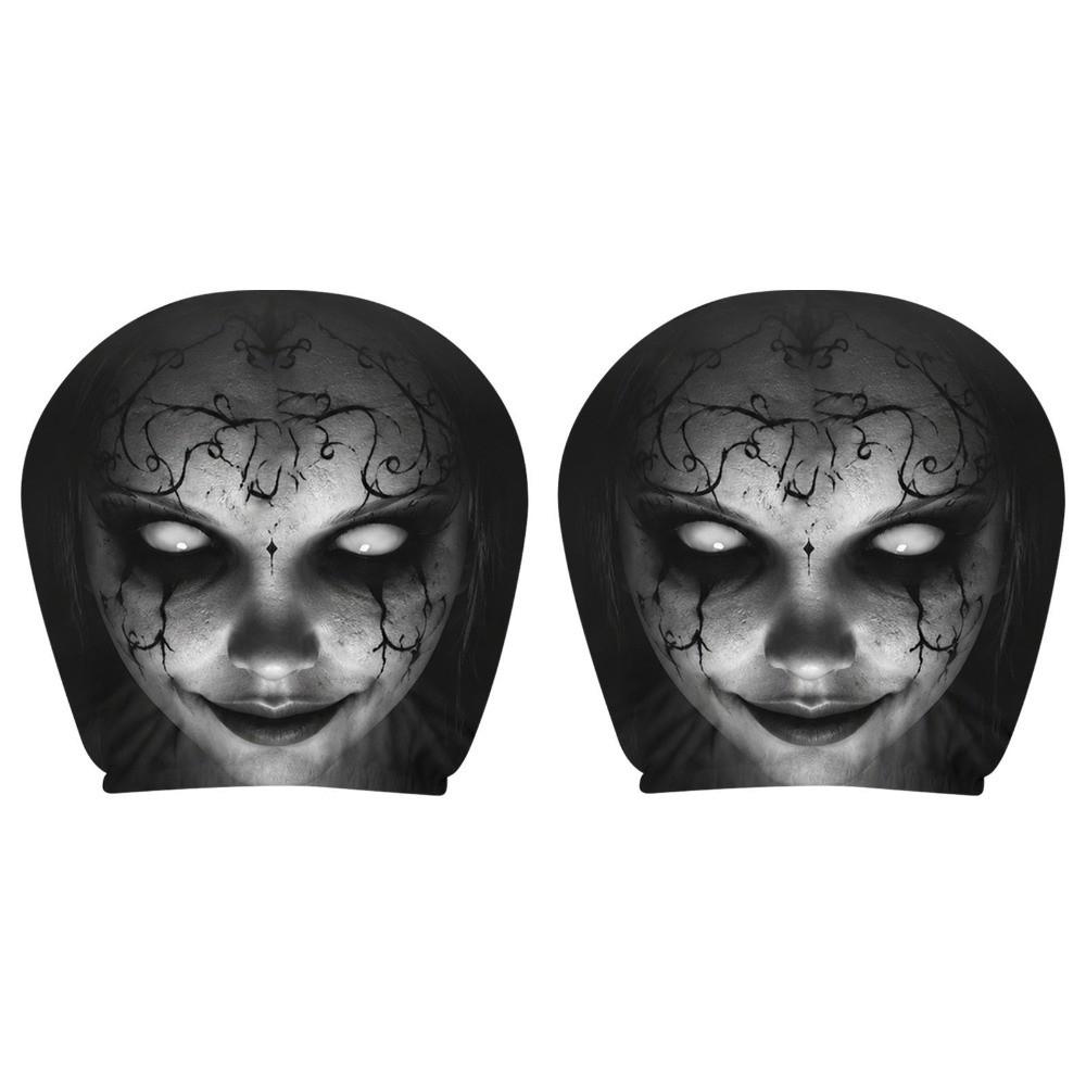 2Pcs Scary Face Printing Car Headrest Cover Car Headrest Protector Auto Interior Accessories