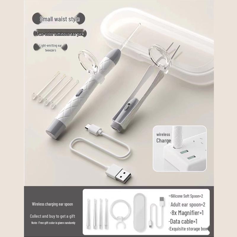 Мягкий наконечник для чистки ушей младенцев со светом и пинцетом