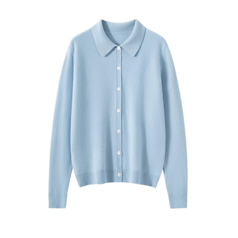 Women's 100% Cashmere Polo Neck Sweater - Versatile Autumn/Winter Knitwear Cardigan Blouse