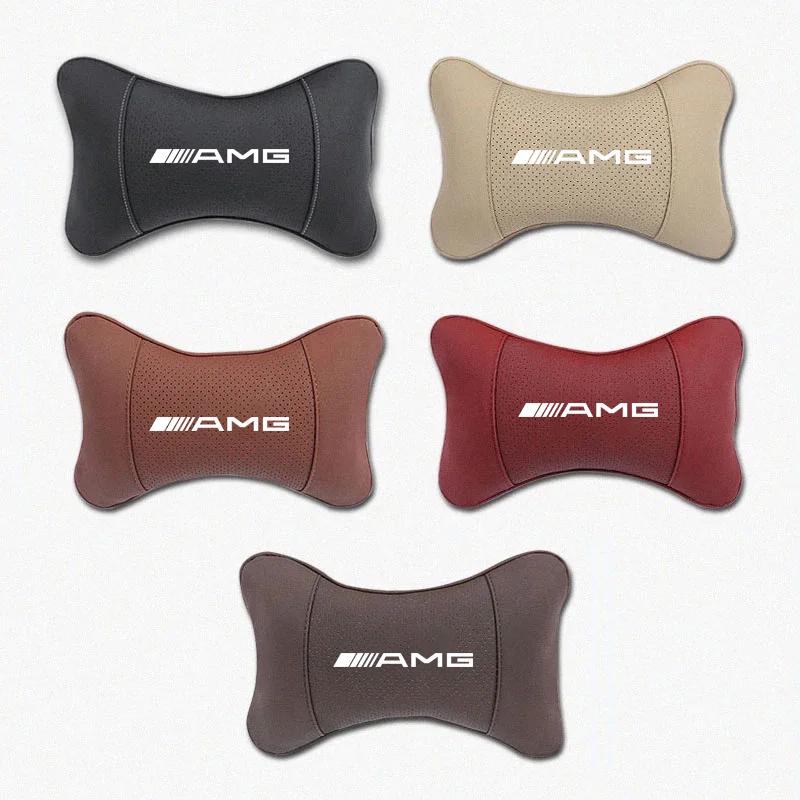 VVKQ9 1Pcs Car Seat Headrest Auto Logo Neck Pillow For Mercedes Benz AMG W203 W206 W220 W205 W211 W212 W201 W168 W167 W169 GLA GLB GLC