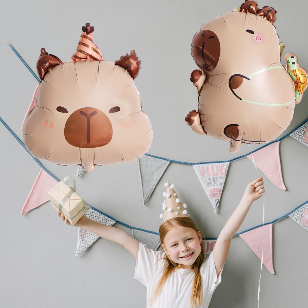 Набор из 5 фольгированных шаров в виде капибар для украшения вечеринок, дней рождений и торжеств. Шары из алюминиевой пленки.