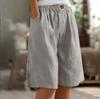 Women's Summer Solid Color Simple Cotton Linen Shorts Button High Waist Loose Five Pants
