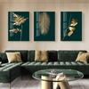 Golden Green Plant Leaves Abstract Wall Art Canvas Painting Nordic Posters and Prints Modern Picture Living Room Home Decoration