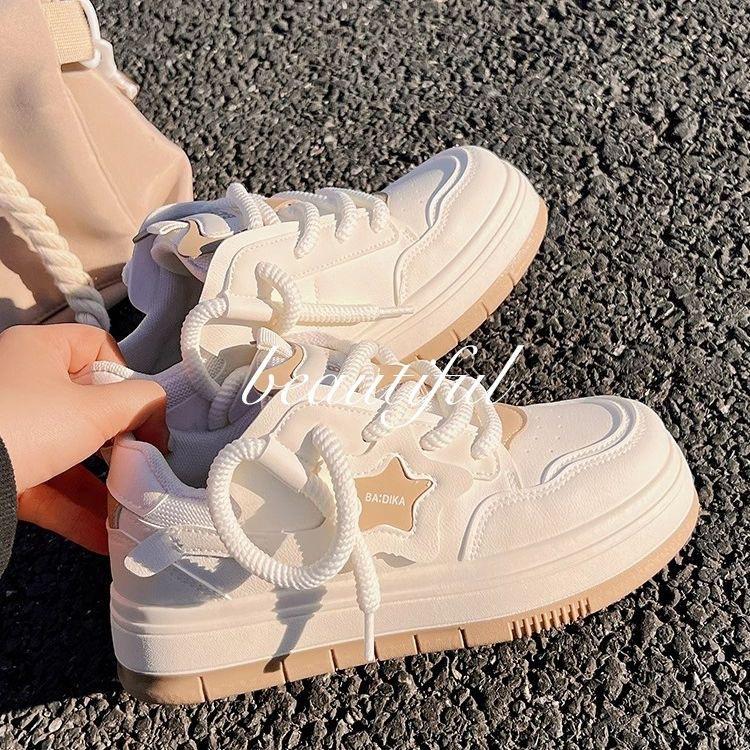 Звездная платформа белые туфли женские 2025 весна и осень новая универсальная обувь детская нишевая оригинальная обувь на доске студенческая спортивная обувь