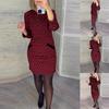 2023 Slimming Printed Round Neck Dress - European & American Style Women's Hip Wrap Skirt